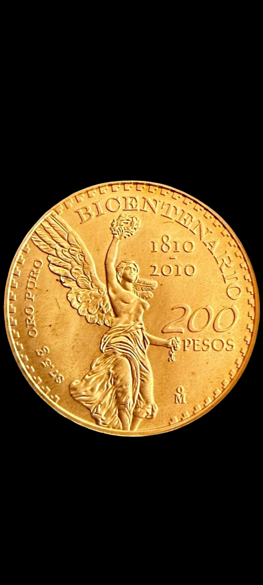 Bicentenario 22k (21.6k) Solid Gold Coin 2010 (abrasions/Stains/scratched)