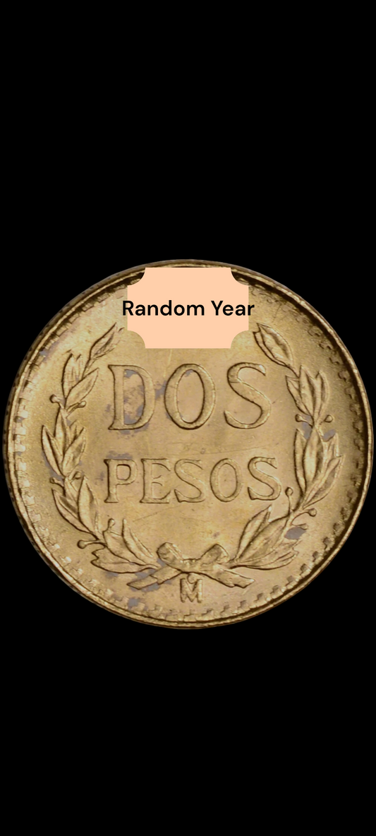 2 Pesos 22k (21.6k) Solid Gold Coin Random Year