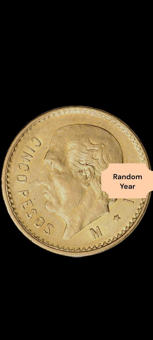 5 Pesos 22k (21.6) Solid Gold Coin Random Year